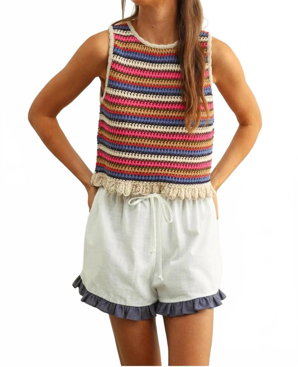 NEW MIOU MUSE women's sleeveless knit top in multi
